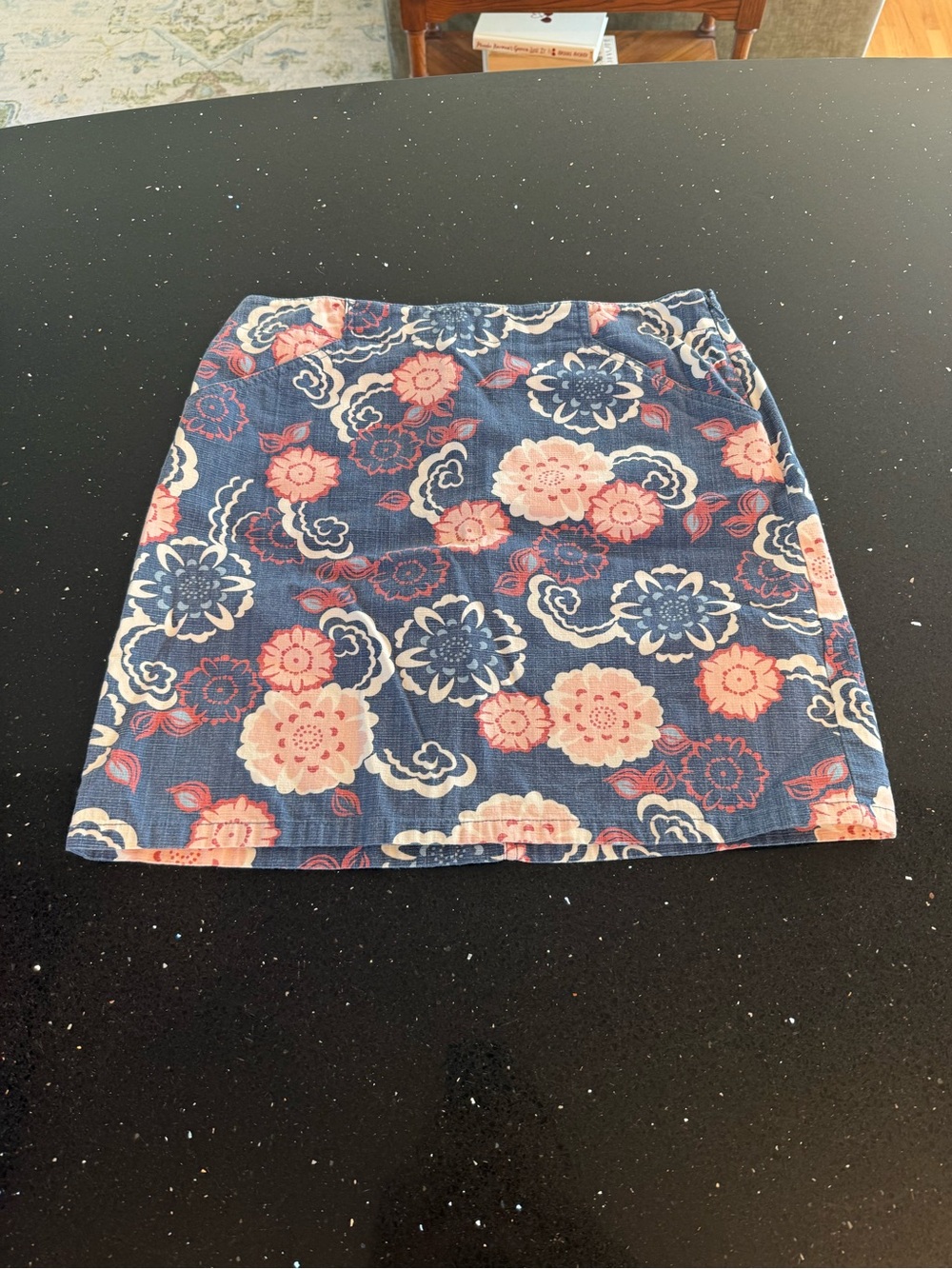 Loft Floral Print Blue Cotton Blend Mini Skirt